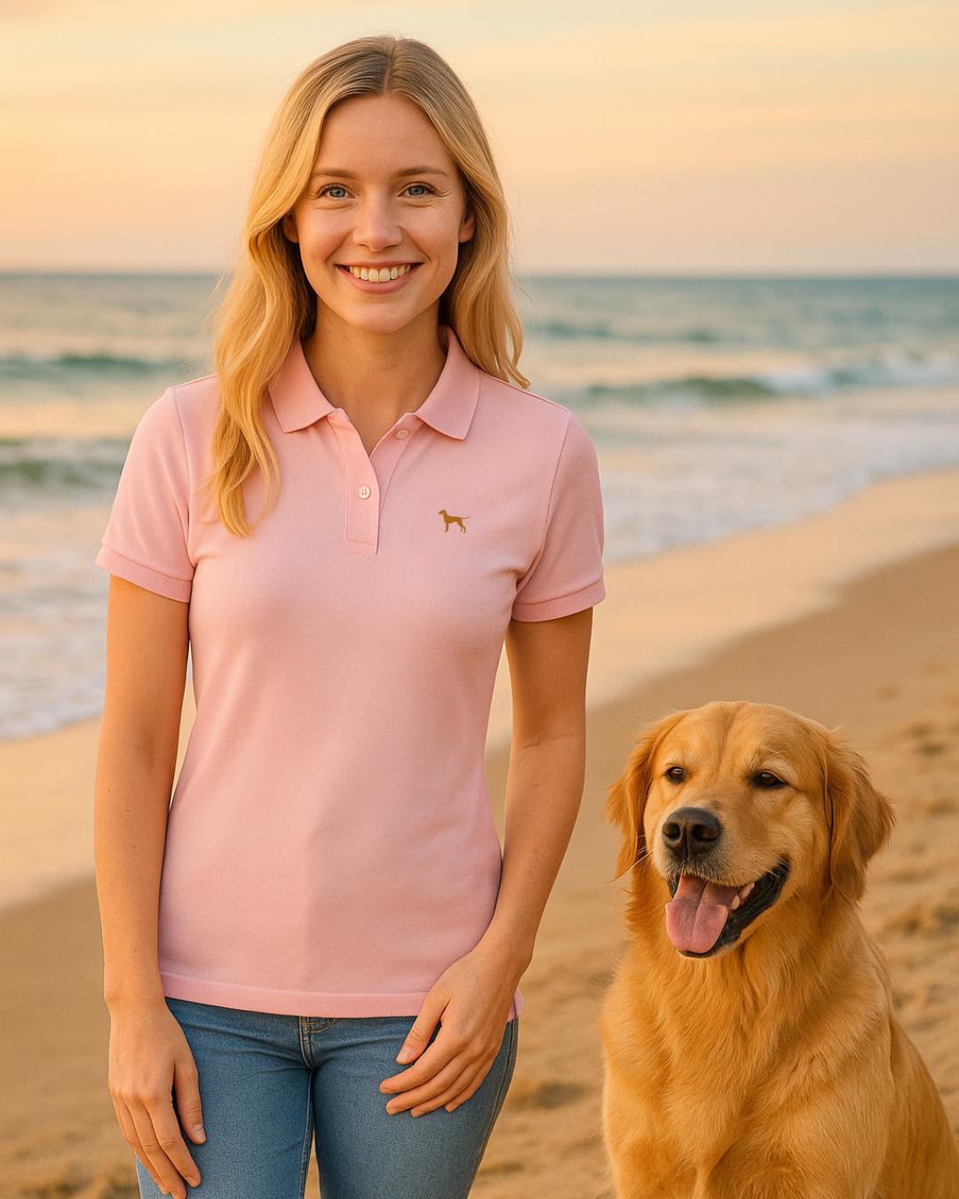 Damen Bio - Poloshirt mit Hundelogo - www.Worldofdogs.store