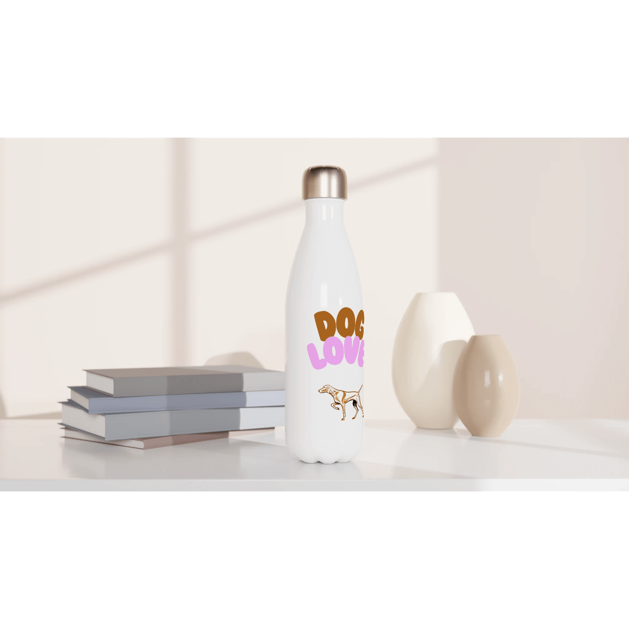 Weiße Edelstahl-Wasserflasche - www.Worldofvizsla.com
