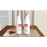 Weiße Edelstahl-Wasserflasche - www.Worldofvizsla.com
