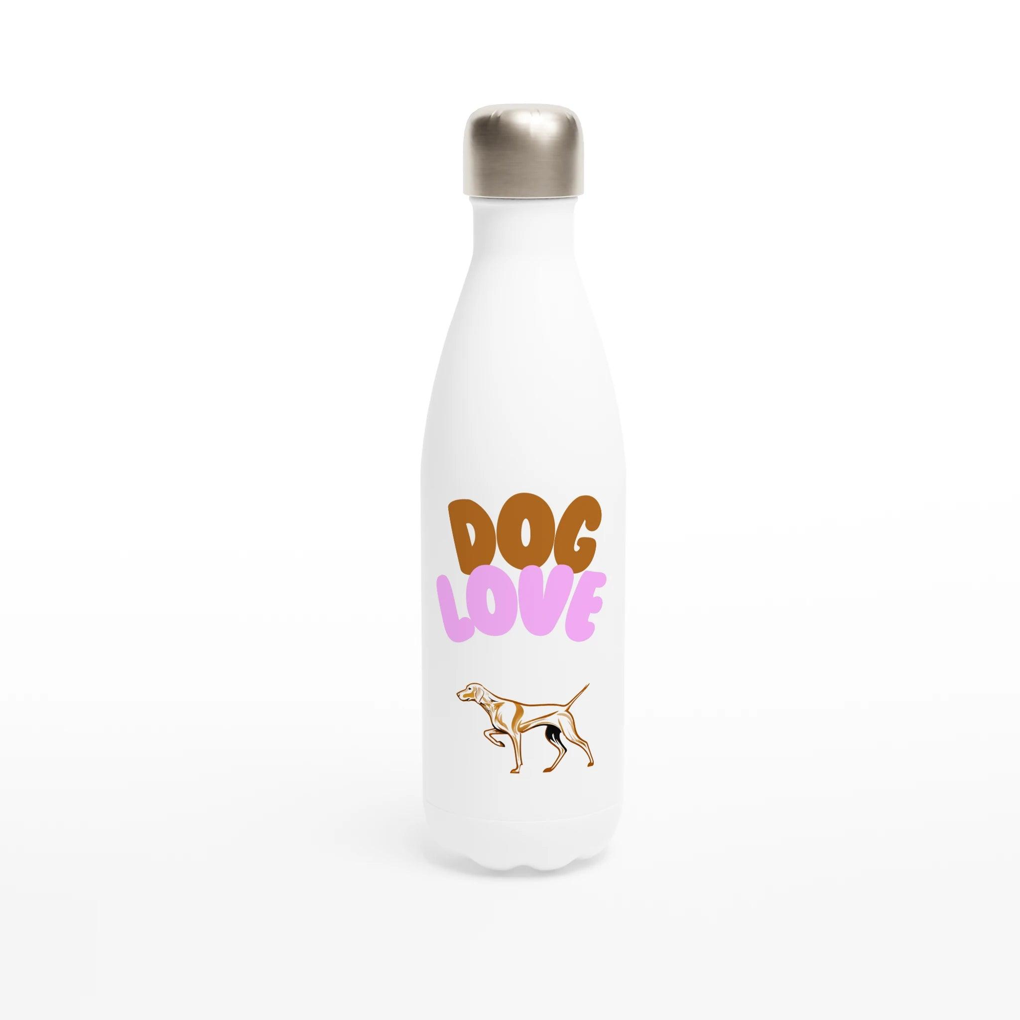 Weiße Edelstahl-Wasserflasche - www.Worldofvizsla.com