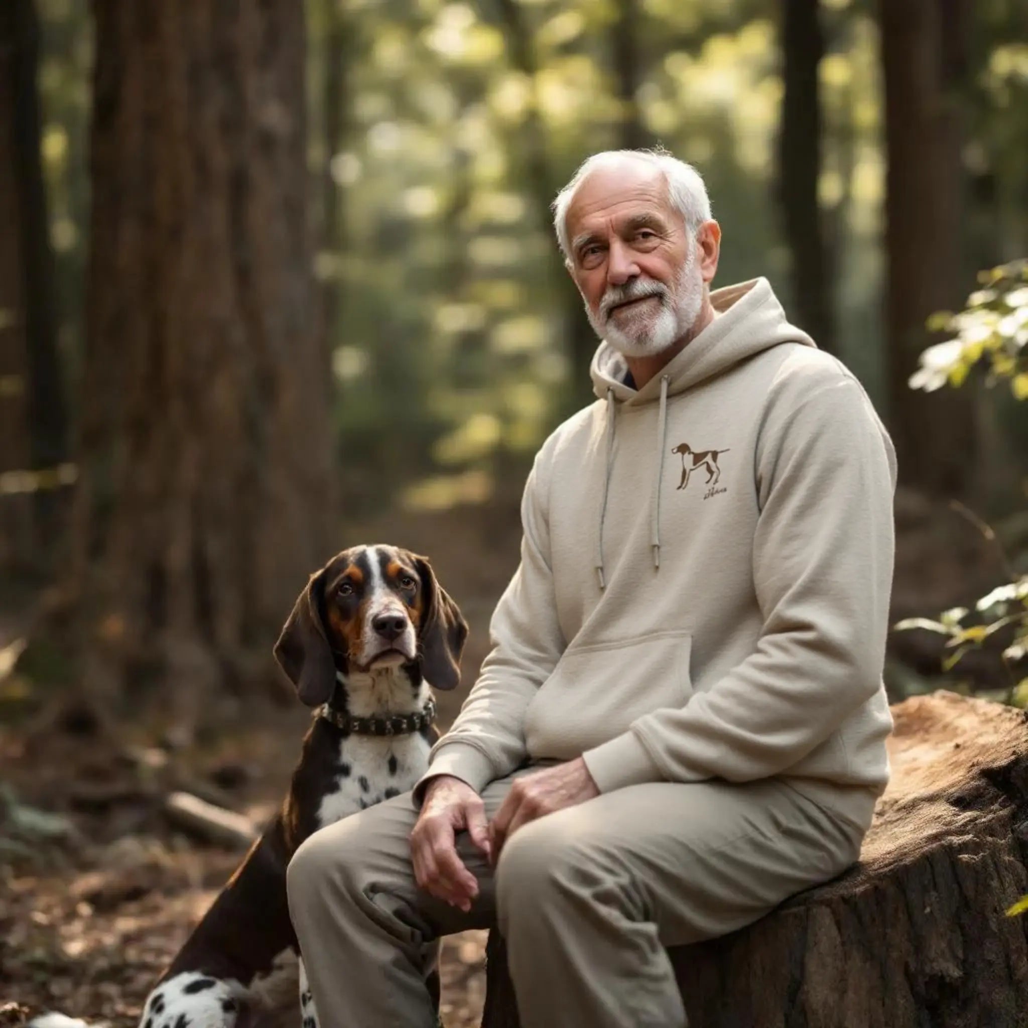 mann trägt Hunde Pullover mit Stickerei - world of dogs
