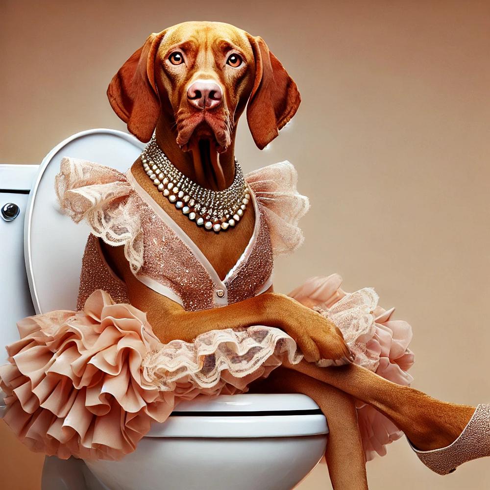 Vizsla Dame im Barockstil auf WC - digitale Datei