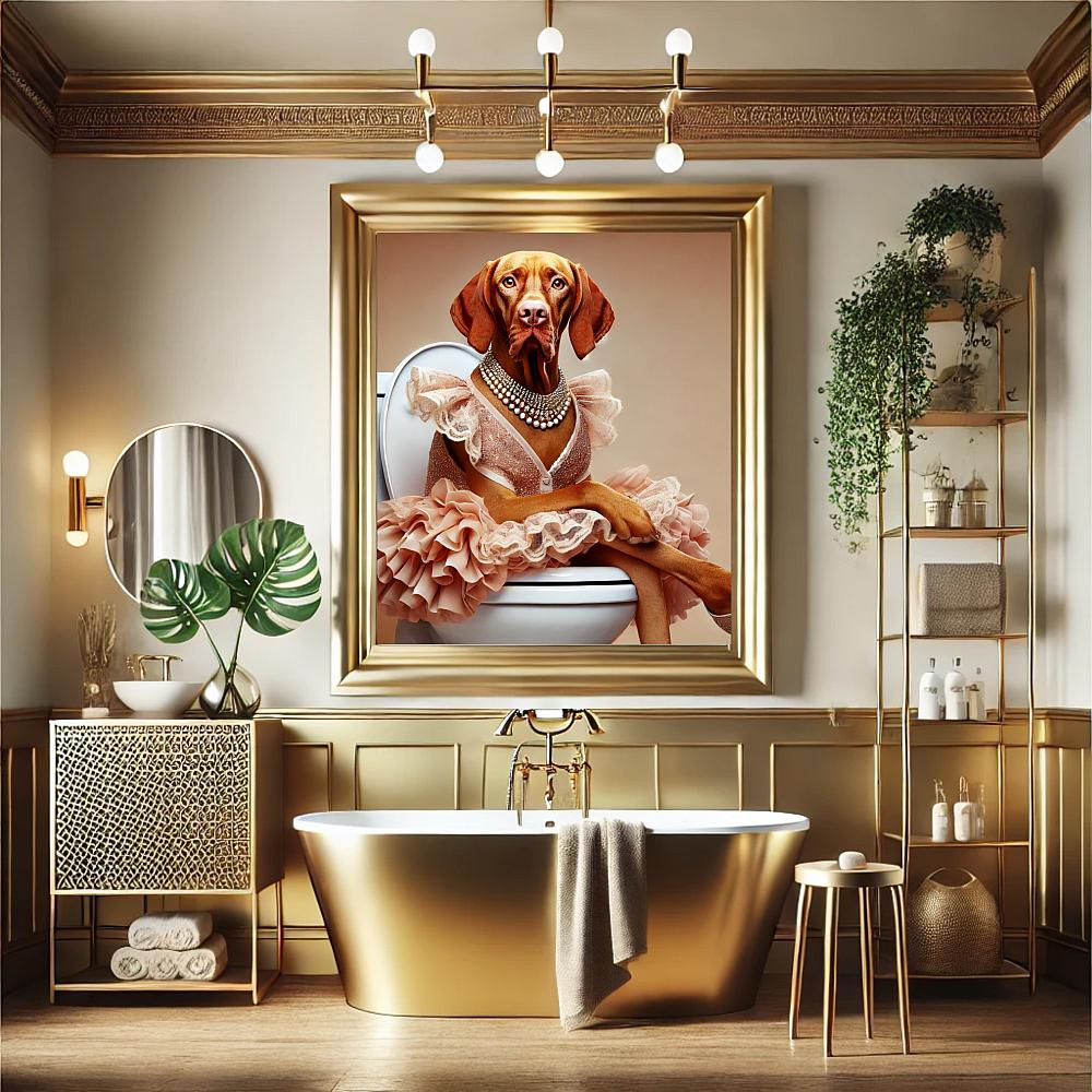 Vizsla Dame im Barockstil auf WC - digitale Datei