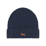 Dackel Strickmütze aus Bio-Baumwolle – mit hochwertiger Stickerei - www.Worldofdogs.store
