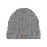 Dackel Strickmütze aus Bio-Baumwolle – mit hochwertiger Stickerei - www.Worldofdogs.store