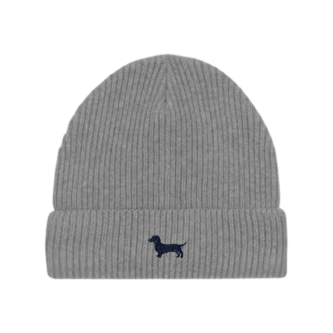 Dackel Wintermütze - blaue Stickerei - www.Worldofdogs.store