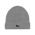 Dackel Wintermütze - blaue Stickerei - www.Worldofdogs.store