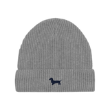 Dackel Wintermütze - blaue Stickerei - www.Worldofdogs.store