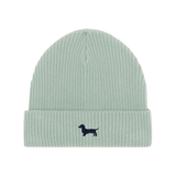 Dackel Wintermütze - blaue Stickerei - www.Worldofdogs.store