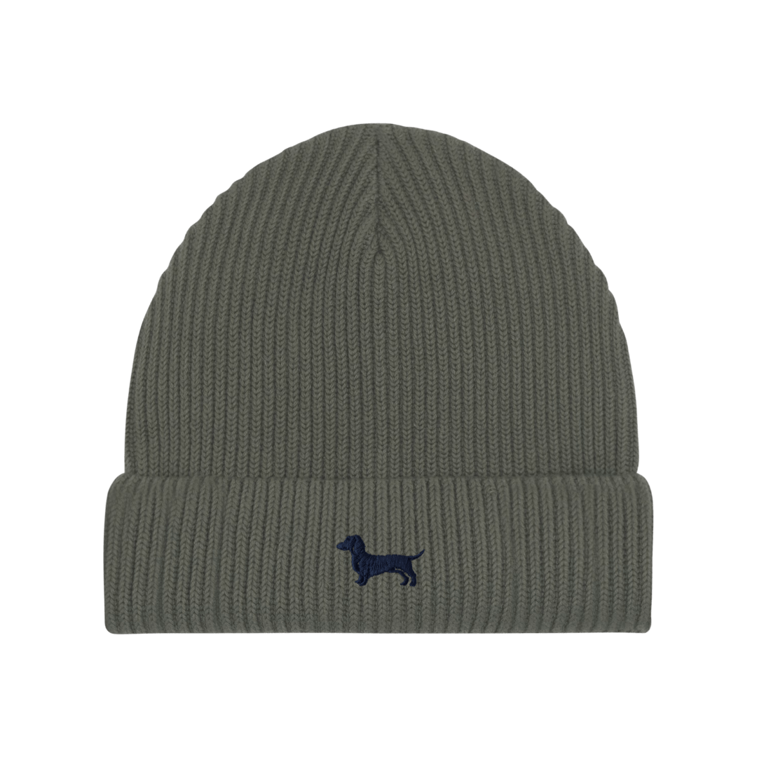 Dackel Wintermütze - blaue Stickerei - www.Worldofdogs.store