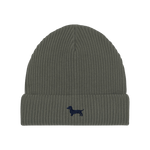 Dackel Wintermütze - blaue Stickerei - www.Worldofdogs.store