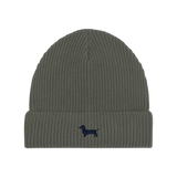Dackel Wintermütze - blaue Stickerei - www.Worldofdogs.store