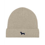Dackel Wintermütze - blaue Stickerei - www.Worldofdogs.store