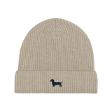 Dackel Wintermütze - blaue Stickerei - www.Worldofdogs.store