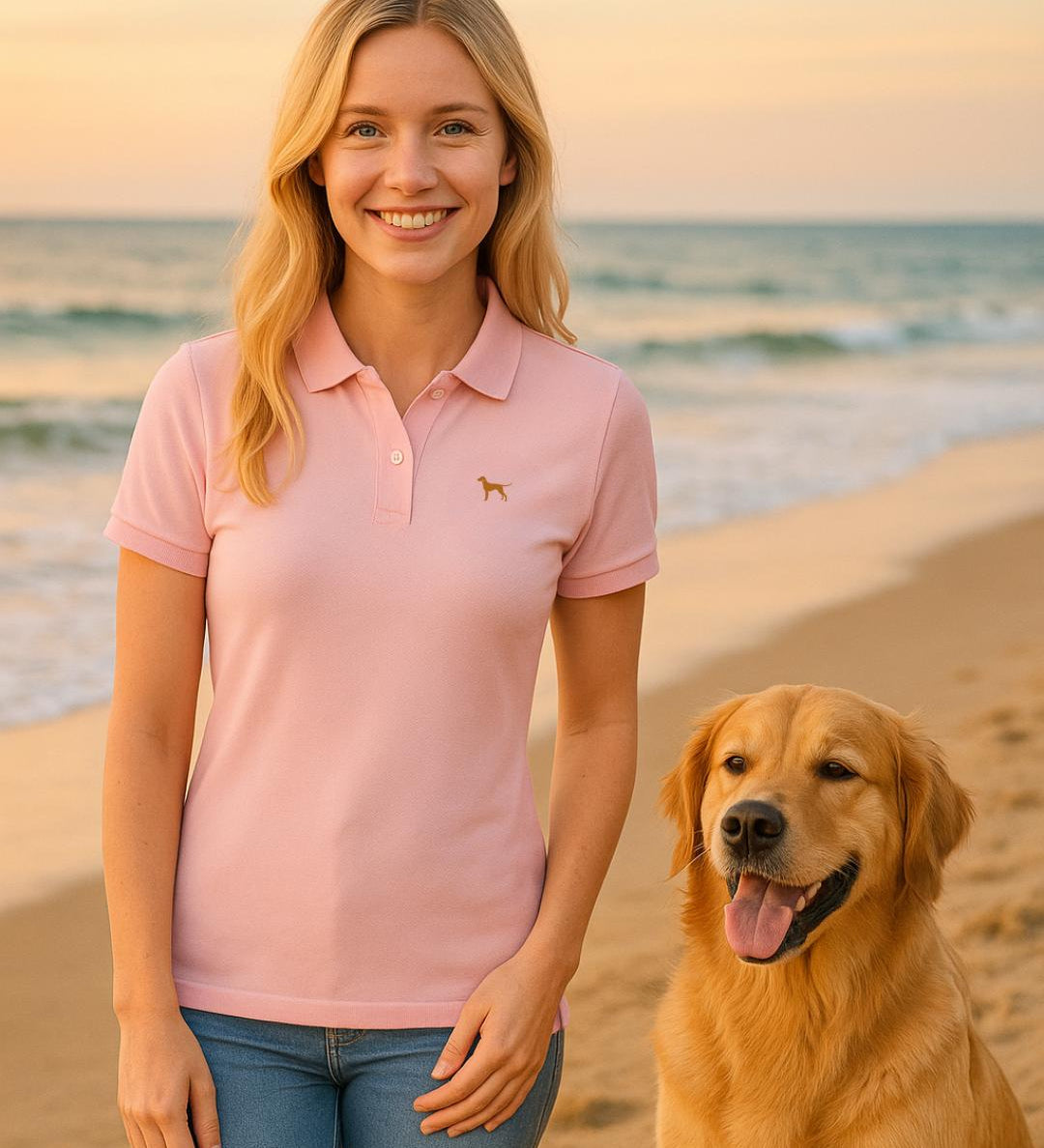Damen Bio - Poloshirt mit Hundelogo - www.Worldofdogs.store