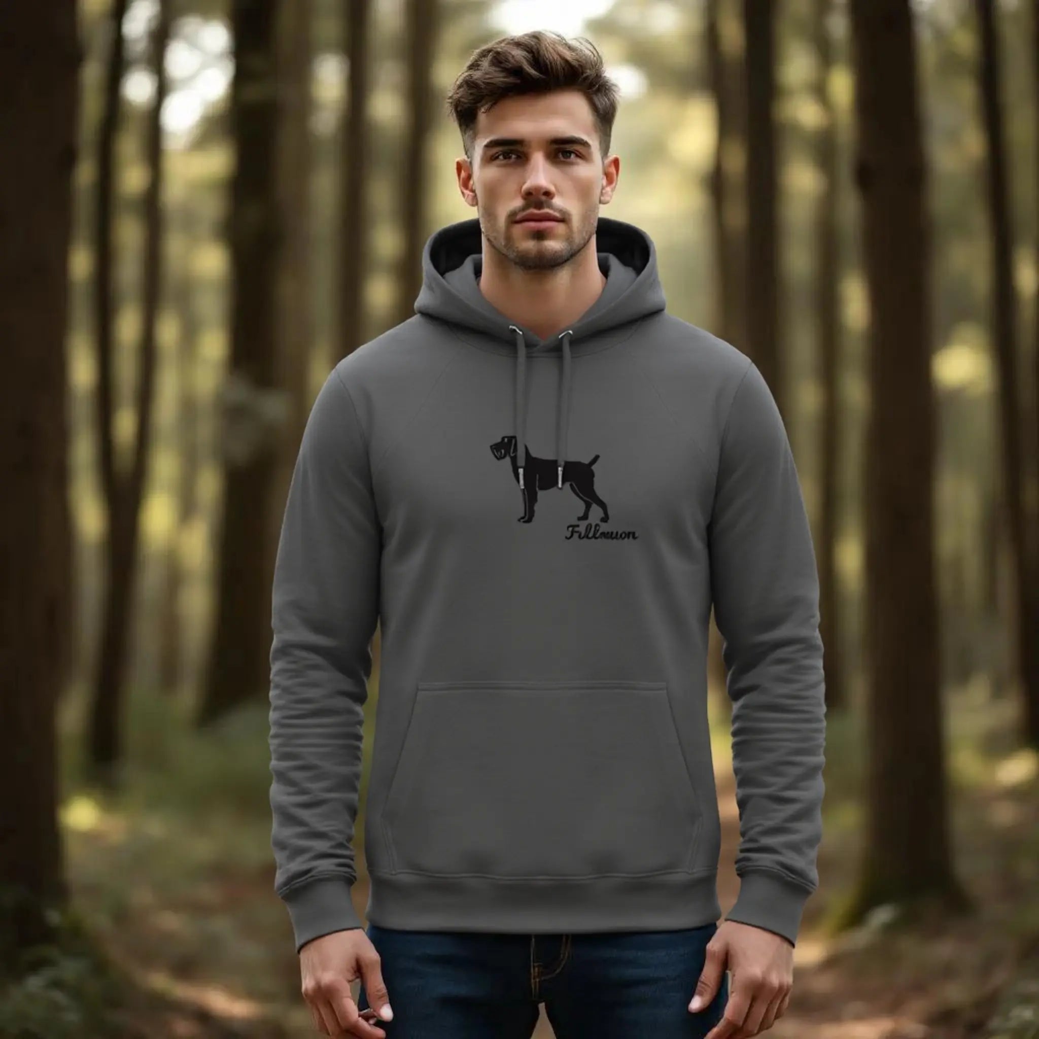 Deutsch Drahthaar Hoodie personalisiert – mit Hundename Stickerei - www.Worldofdogs.store