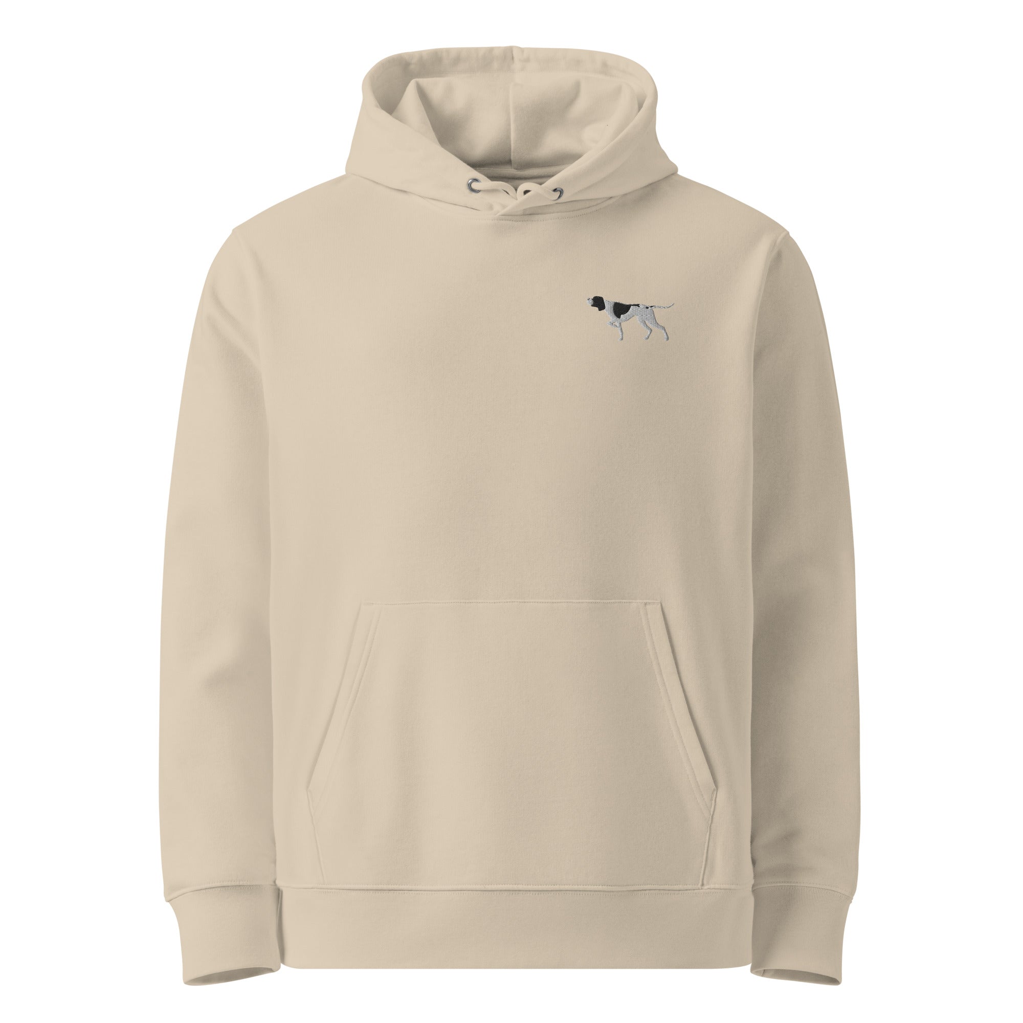 Exklusiver beigefarbener Hoodie mit Pointer-Design – stilvolles und bequemes Kleidungsstück für Hundeliebhaber.