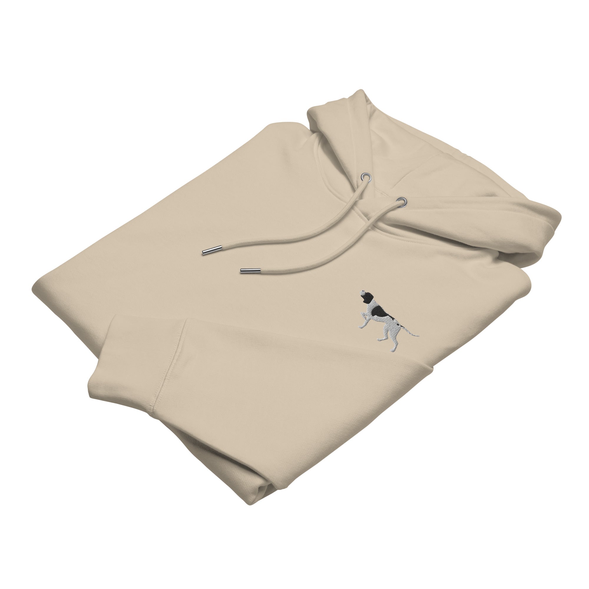 Exklusiver beigefarbener Hoodie mit Pointer-Design – stilvolles und bequemes Kleidungsstück für Hundeliebhaber.