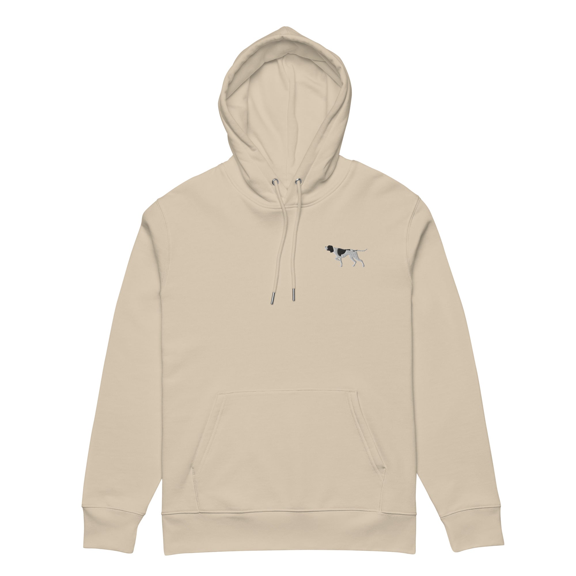 Exklusiver beigefarbener Hoodie mit Pointer-Design – stilvolles und bequemes Kleidungsstück für Hundeliebhaber.