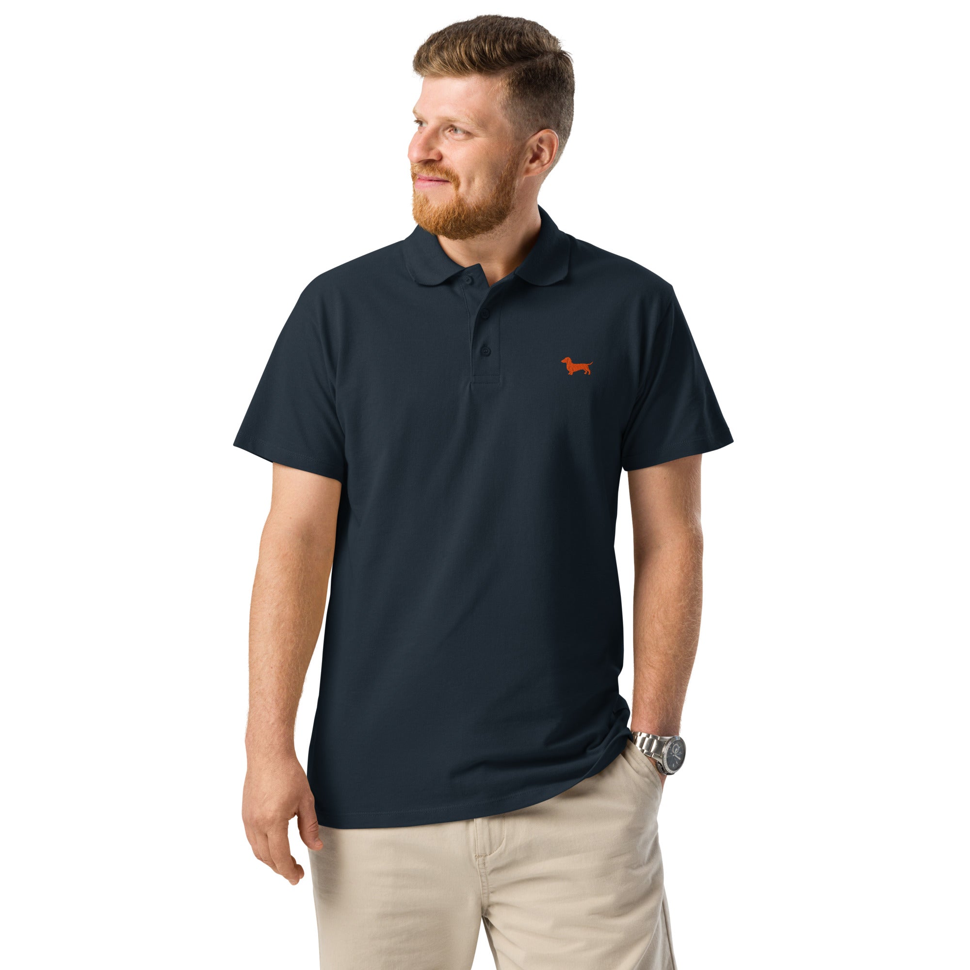 UNISEX POLO SHIRT mit Dackelstickerei - 100 % Baumwolle - www.Worldofdogs.store