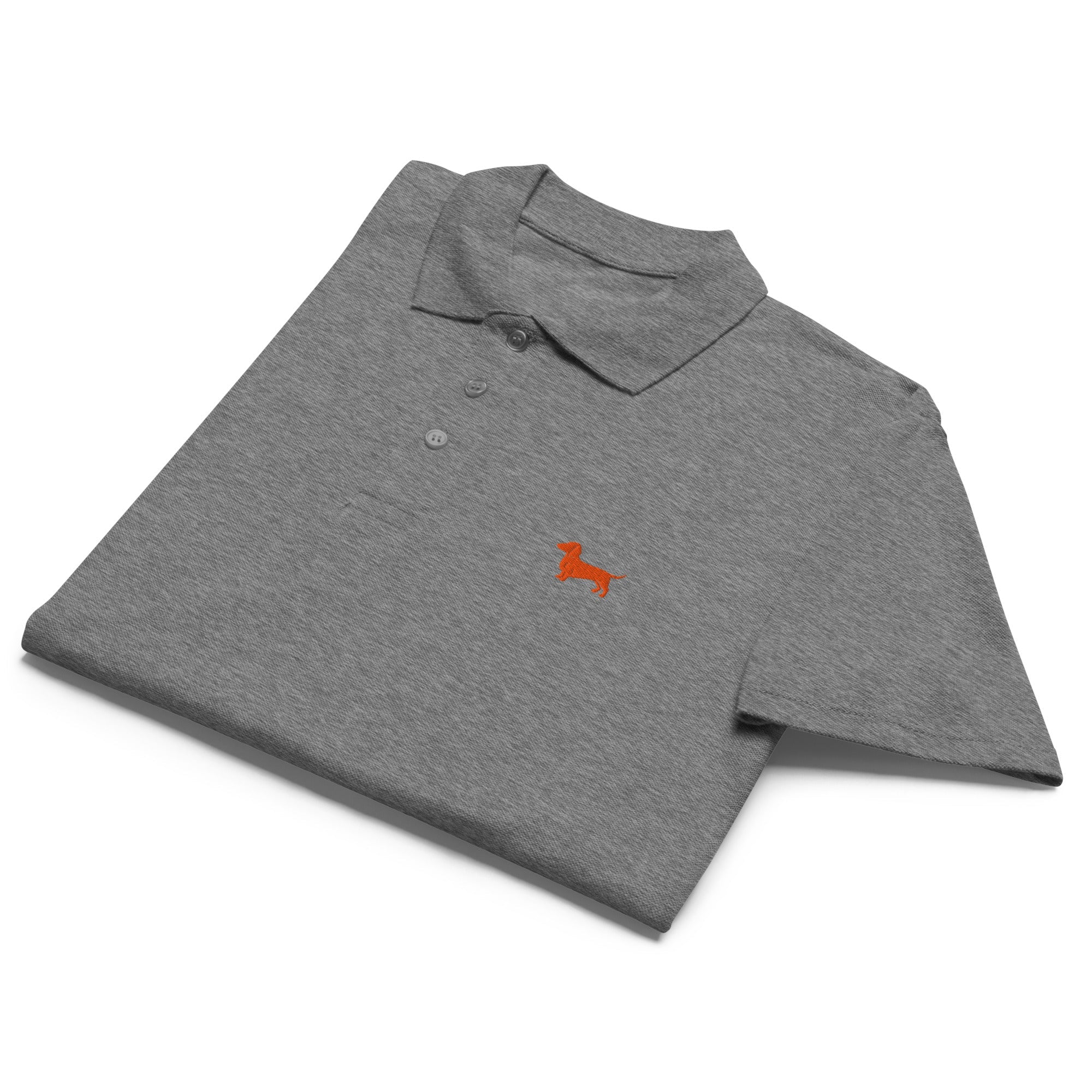 UNISEX POLO SHIRT mit Dackelstickerei - 100 % Baumwolle - www.Worldofdogs.store