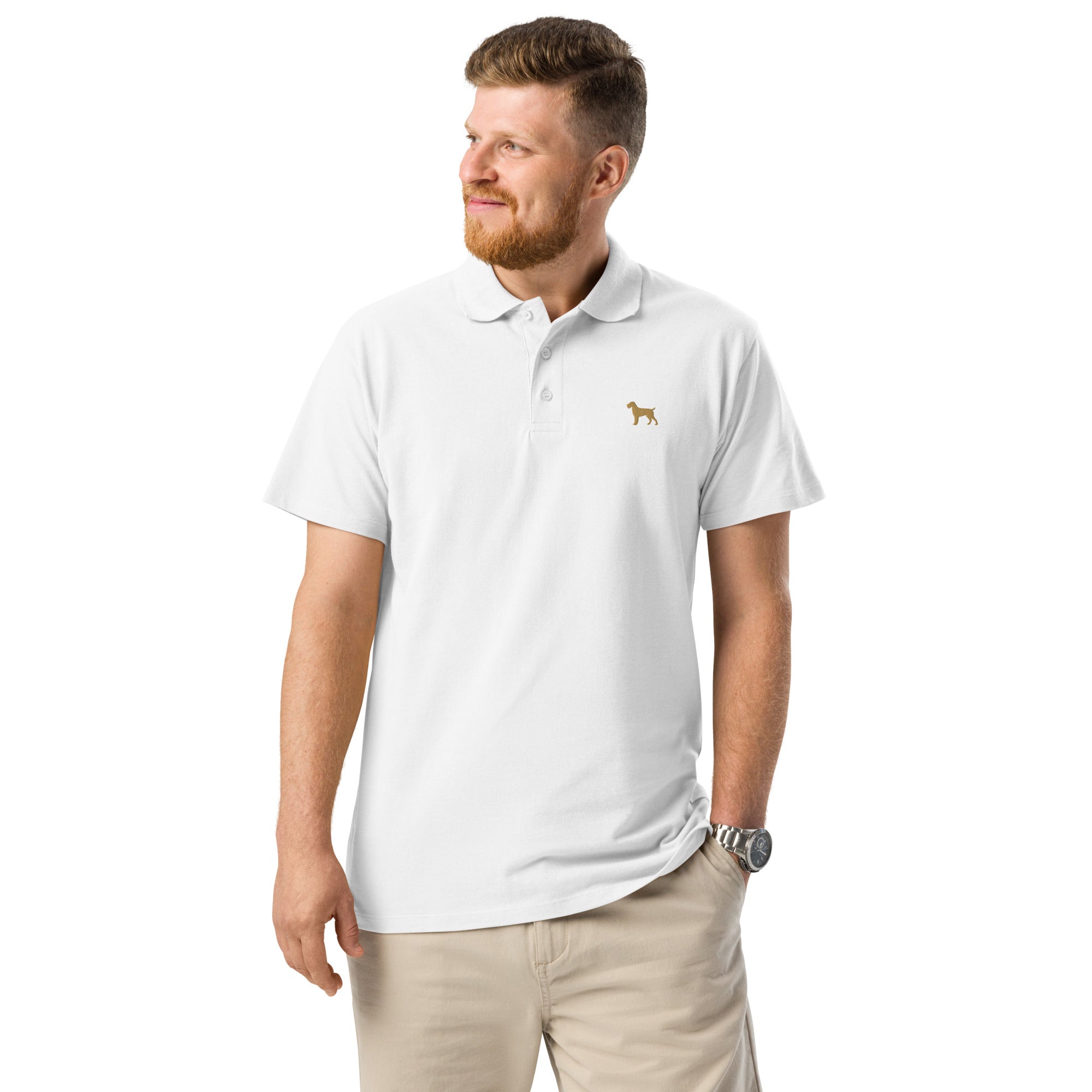 UNISEX POLO SHIRT mit Drahthaarstickerei - 100 % Baumwolle - www.Worldofdogs.store