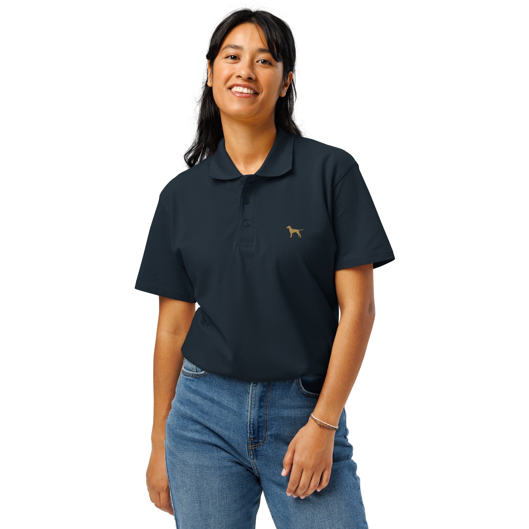 UNISEX POLO SHIRT mit Hundestickerei - 100 % Baumwolle - www.Worldofdogs.store