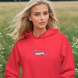 Unisex Dackel Hoodie mit bunter Stickerei