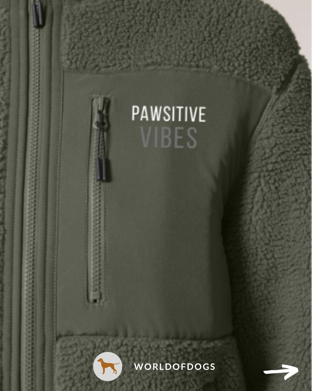 Unisex Sherpa Weste Khaki - www.Worldofdogs.store