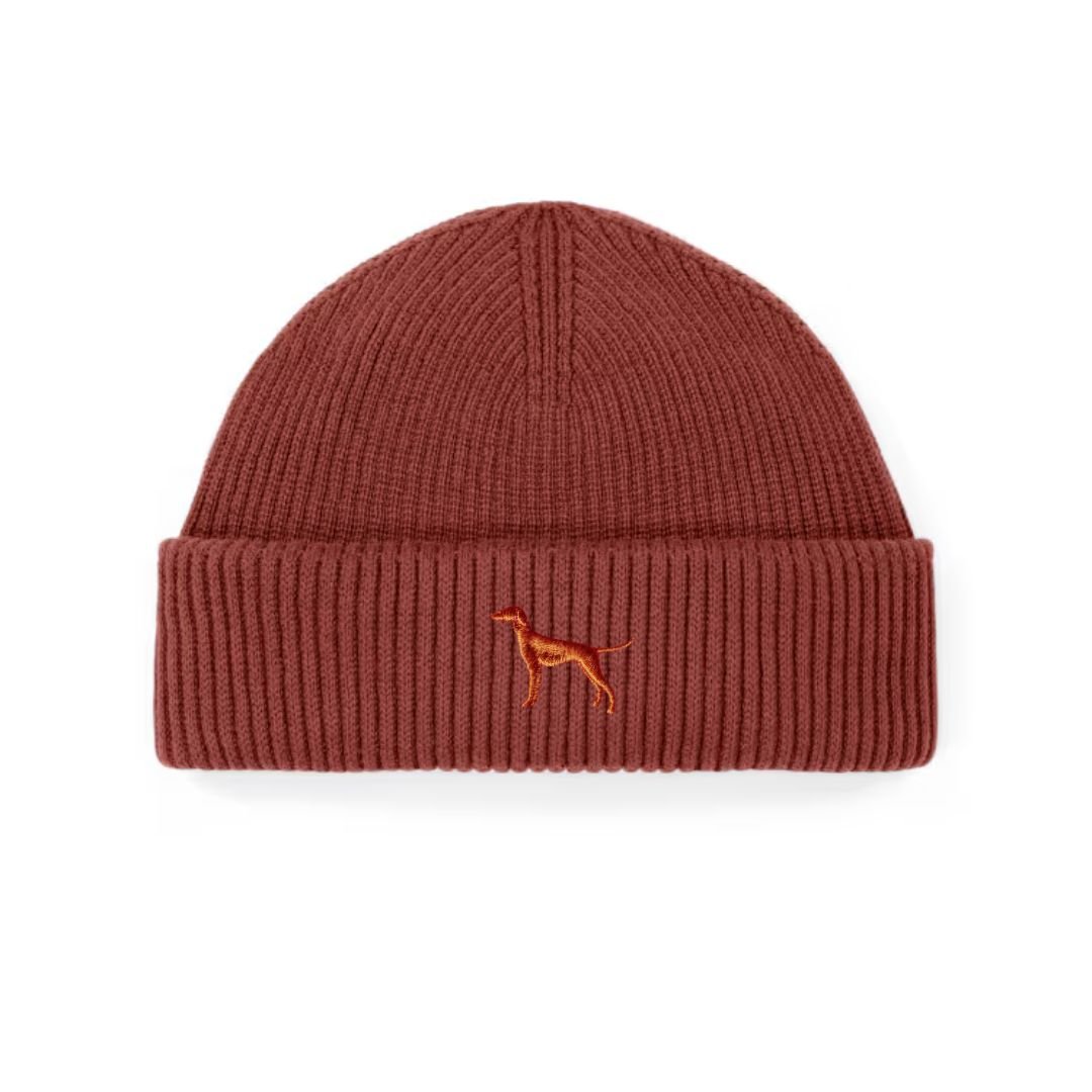 Vizsla Strickmütze aus Bio-Baumwolle – mit hochwertiger Stickerei - www.Worldofdogs.store