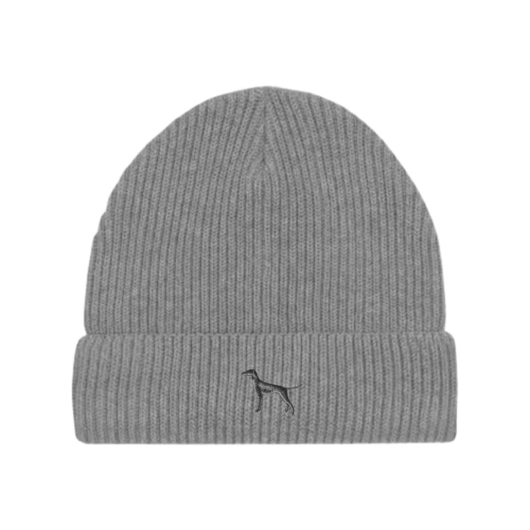 Weimaraner Wintermütze - hellgrau mit Stickerei - www.Worldofdogs.store